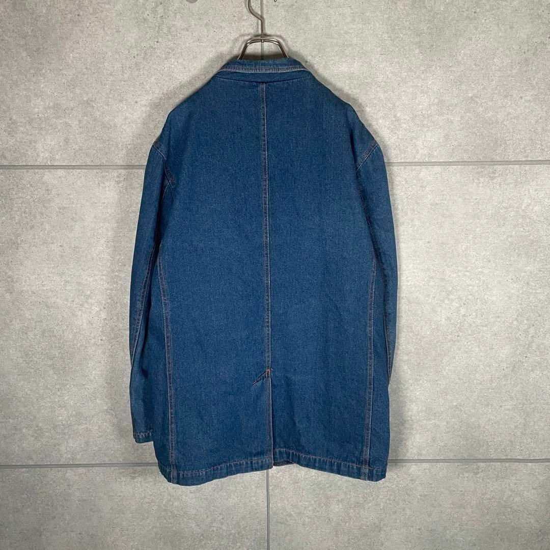 VINTAGE(ヴィンテージ)の[古着]ビンテージ　テーラードジャケット　デニム　ワンポイント刺繍　ステッチ　青 メンズのジャケット/アウター(テーラードジャケット)の商品写真