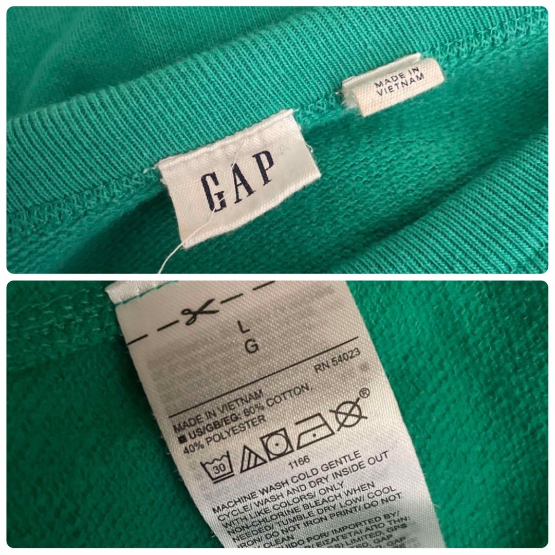 GAP(ギャップ)の[古着]GAP　トレーナー　オールド　プリント　アームライン　ラグラン　緑　白 メンズのトップス(スウェット)の商品写真