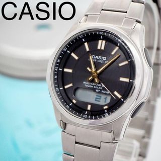 CASIO - 691【美品】CASIO ウェーブセプター　メンズ腕時計　タフソーラー　アナデジ