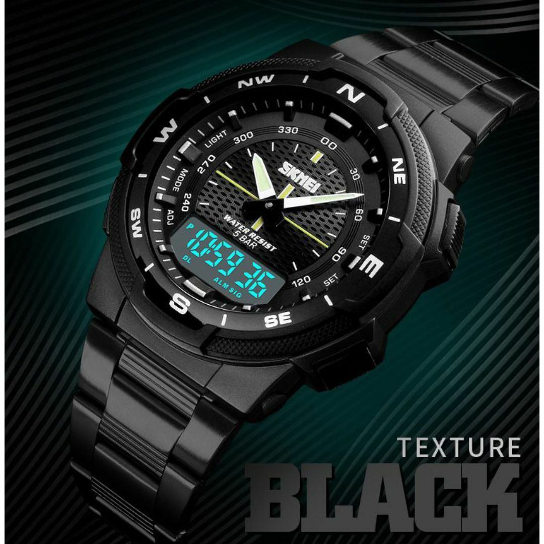 50m防水 アナログ腕時計デジアナ スポーツ ストップウォッチBKBK5 メンズの時計(腕時計(デジタル))の商品写真