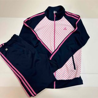 アディダス(adidas)のアディダス　ジャージ上下セット　ピンク&ネイビー　ドット(セット/コーデ)