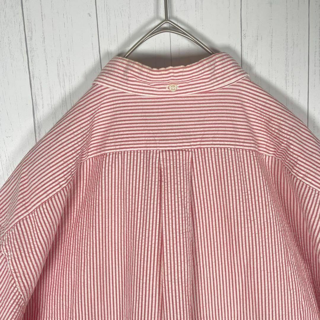 VINTAGE(ヴィンテージ)の[古着]ラルフローレン　半袖　シャツ　ワンポイント刺繍　ストライプ　BD　赤　白 メンズのトップス(シャツ)の商品写真