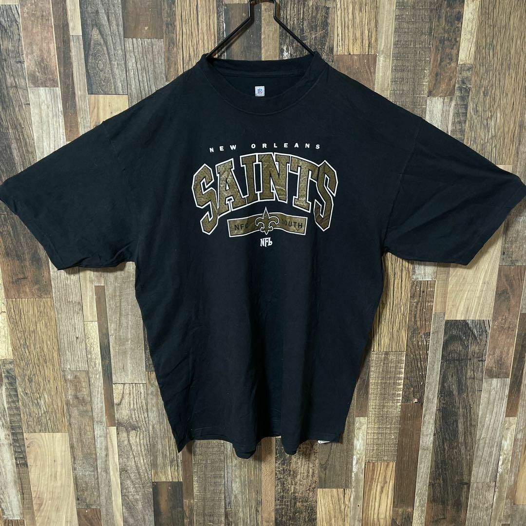 NFL メンズ チームロゴ ブラック 2XL プリント 古着 半袖 Tシャツ メンズのトップス(Tシャツ/カットソー(半袖/袖なし))の商品写真