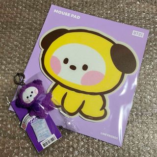 ビーティーイシビル(BT21)の【BTS・BT21】minini マウスパッド&パープルキーリング(チミー)④(アイドルグッズ)