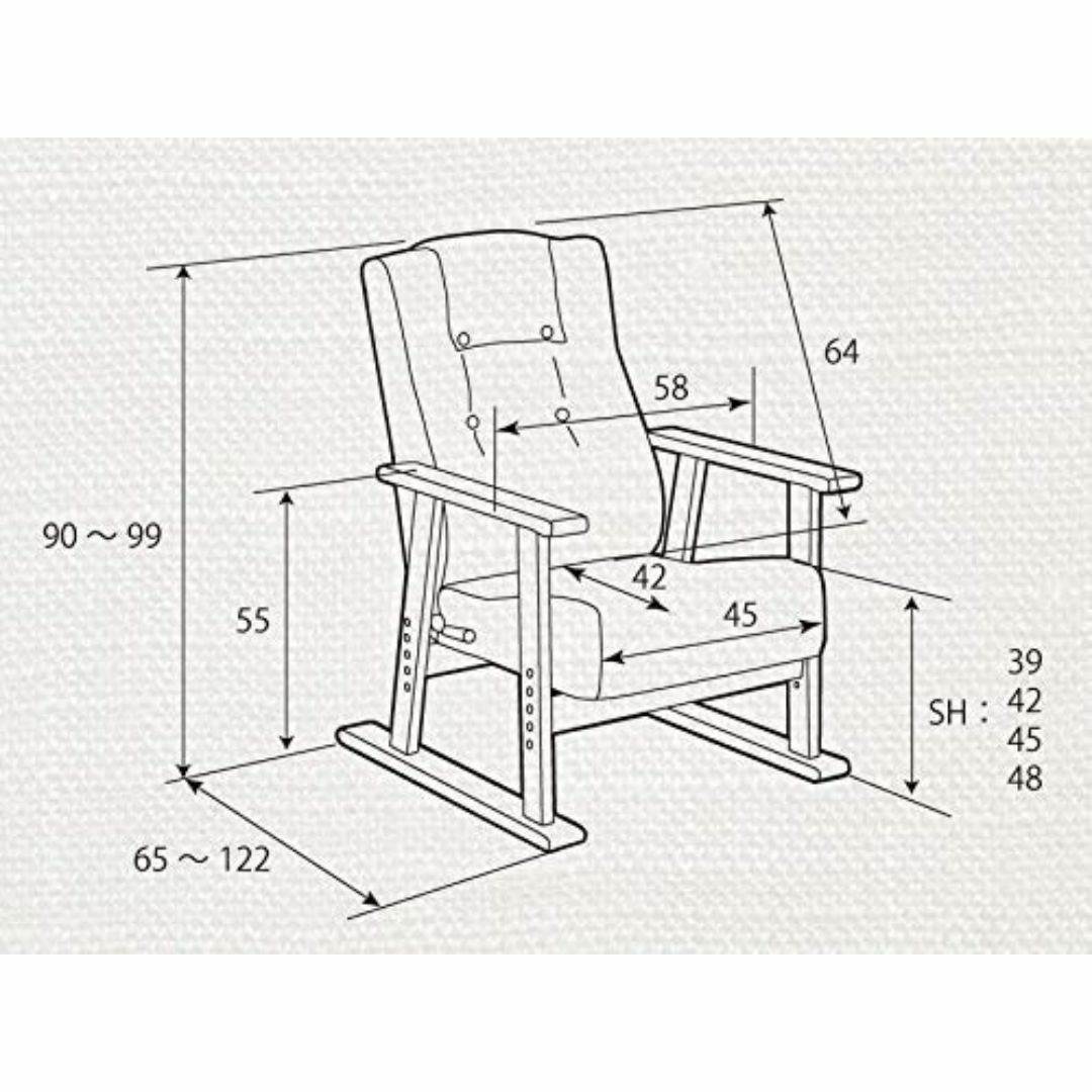 腰をいたわる高座椅子 YS-1625 新タイプ 日本製 (イエロー) インテリア/住まい/日用品の机/テーブル(その他)の商品写真