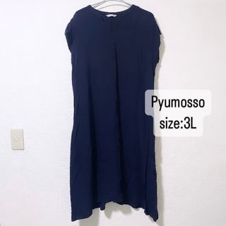 Pyumosso    ピューモッソ　スキッパー　シャツワンピース　ネイビー　(ロングワンピース/マキシワンピース)