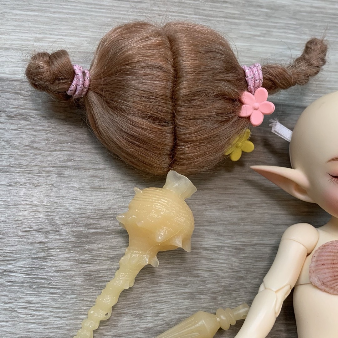 球体関節人形 ドール 人魚 マーメイド オレンジ カスタムメイク ハンドメイドのぬいぐるみ/人形(人形)の商品写真