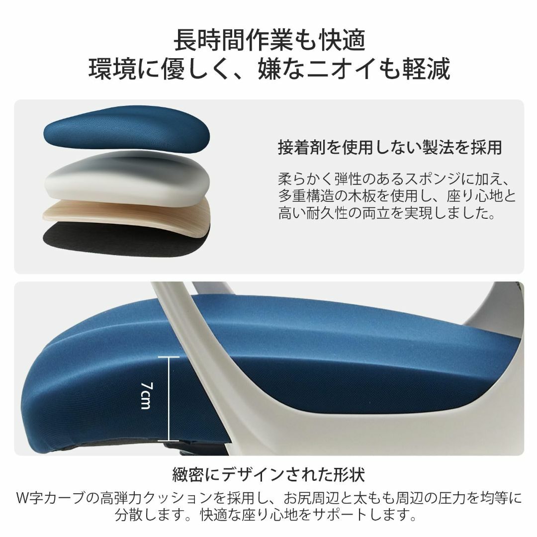 【色: ホワイト】Takumi Detailオフィスチェア デスクチェア メッシ インテリア/住まい/日用品のオフィス家具(オフィスチェア)の商品写真