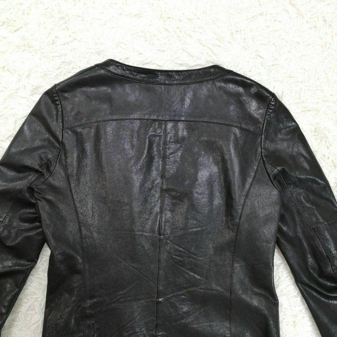 グレースコンチネンタル レザージャケット ラムレザー 羊革 本革 ノーカラー S グレースコンチネンタル レザージャケット ラムレザー 羊革 本革 ノーカラー S
