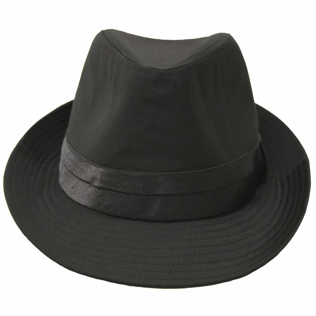 [エクサス]中折れハット 大きいサイズ帽子 頭回り約61cm ブラックブラック メンズのファッション小物(その他)の商品写真