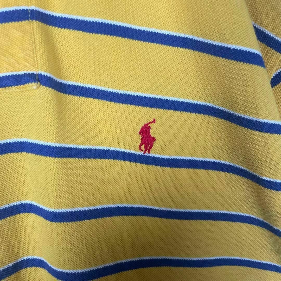 POLO RALPH LAUREN(ポロラルフローレン)の[古着]ラルフローレン　半袖　ポロシャツ　ポニー　刺繍　ボーダー　90s　黄　紫 メンズのトップス(ポロシャツ)の商品写真