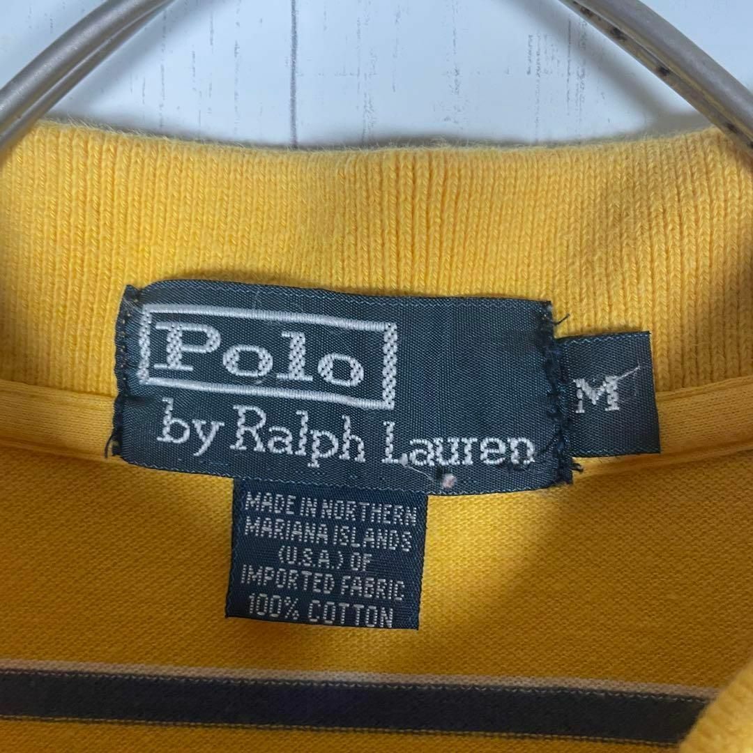 POLO RALPH LAUREN(ポロラルフローレン)の[古着]ラルフローレン　半袖　ポロシャツ　ポニー　刺繍　ボーダー　90s　黄　紫 メンズのトップス(ポロシャツ)の商品写真