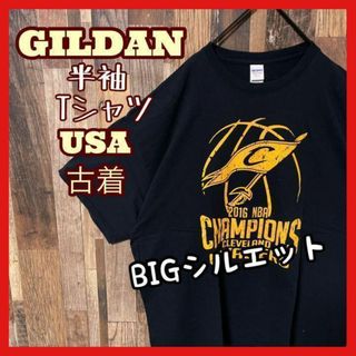 ギルタン(GILDAN)のギルダン プリント メンズ ブラック USA古着 BIGシルエット半袖 Tシャツ(Tシャツ/カットソー(半袖/袖なし))