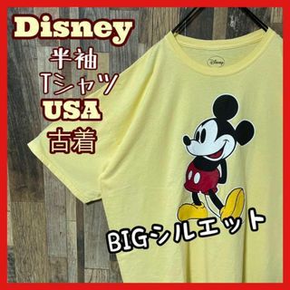 Disney - ディズニー ミッキー プリント メンズ クリーム 2XL 古着 半袖 Tシャツ