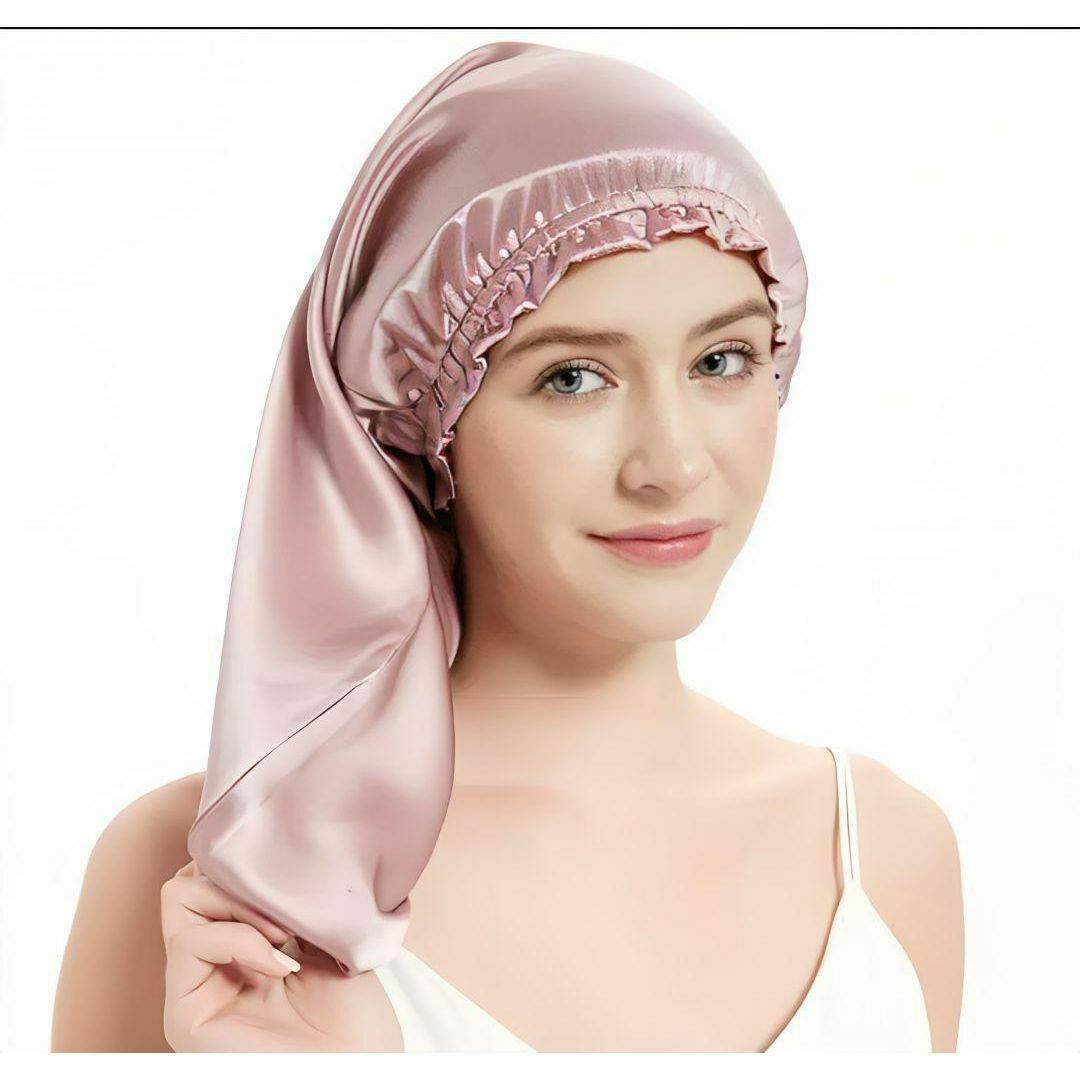 シルク100%　ナイトキャップ ヘアケア 美髪 髪質改善 寝ぐせ防止 ピンク レディースのヘアアクセサリー(その他)の商品写真