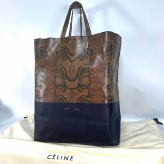 セリーヌ(celine)のCELINE トートバッグ ホリゾンタルカバ バイカラー パイソン 型押 レザー(トートバッグ)