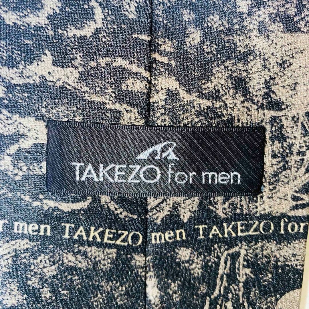 TAKEZO シルクネクタイ　高級　日本製　モノトーン　シルク100% ブラック メンズのファッション小物(ネクタイ)の商品写真