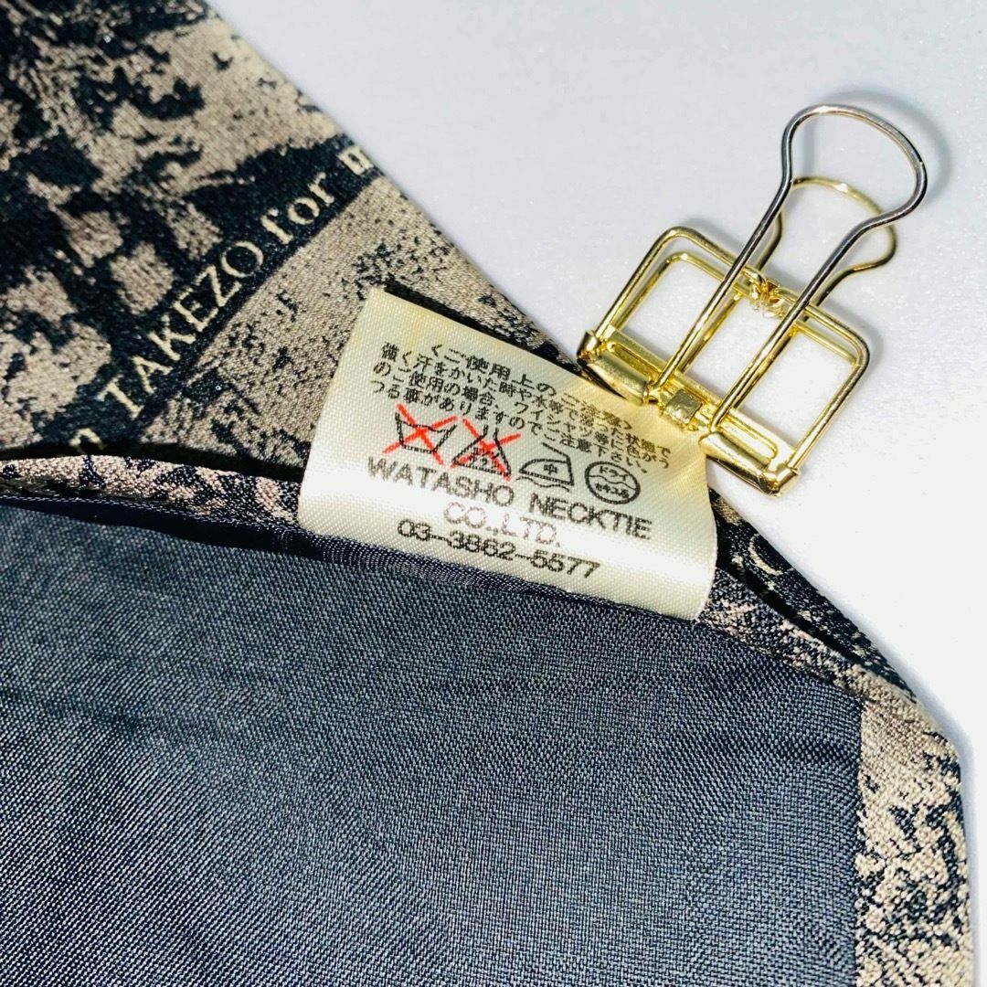 TAKEZO シルクネクタイ　高級　日本製　モノトーン　シルク100% ブラック メンズのファッション小物(ネクタイ)の商品写真