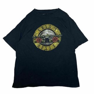 GUNS N' ROSES バンド半袖Tシャツ 拳銃 バラ ブラックm36①(Tシャツ/カットソー(半袖/袖なし))