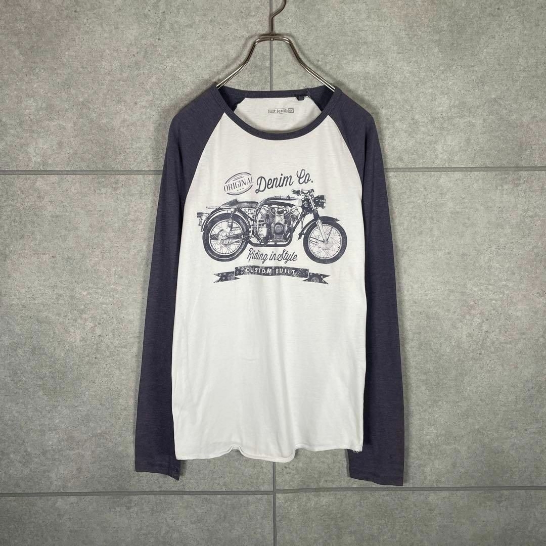 VINTAGE(ヴィンテージ)の[古着]ビンテージ　長袖　Tシャツ　ラグラン　バイク　アメリカン　プリント　白 メンズのトップス(Tシャツ/カットソー(七分/長袖))の商品写真