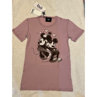 D&G ディズニーコラボ ミッキーミニーTシャツ ピンク