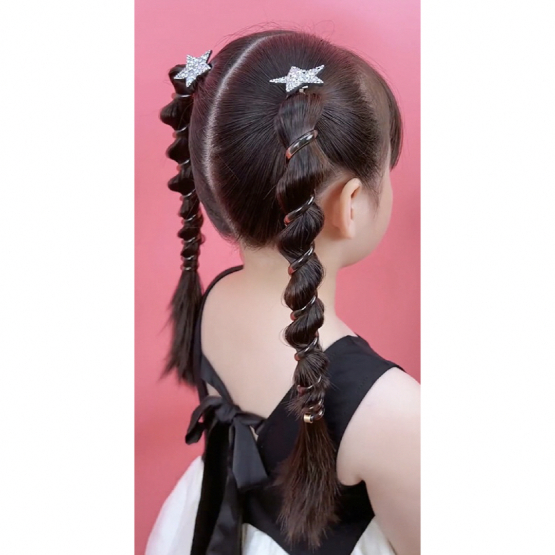 レディース キッズ コイルアップ ポニーフック スプリングゴム スター レッド レディースのヘアアクセサリー(ヘアゴム/シュシュ)の商品写真