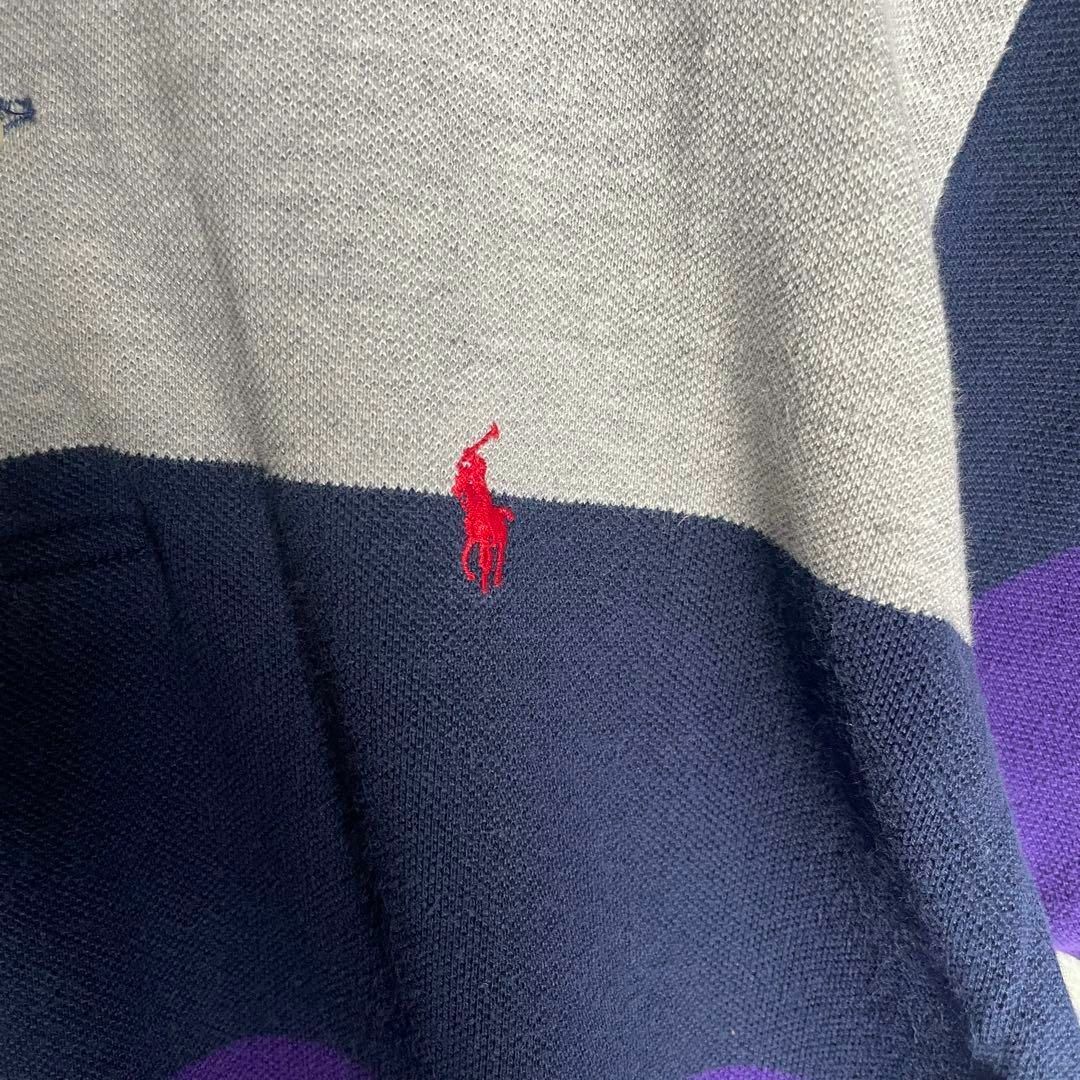 POLO RALPH LAUREN(ポロラルフローレン)の[古着]ラルフローレン　半袖　ポロシャツ　80s　緑タグ　ポニー刺繍　太ボーダー メンズのトップス(ポロシャツ)の商品写真