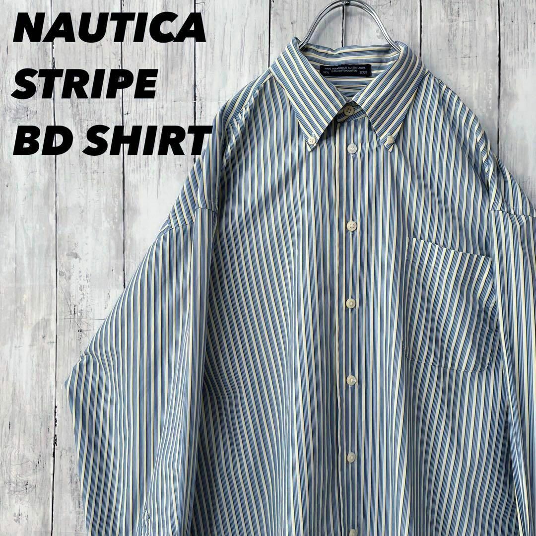 NAUTICA(ノーティカ)のアメリカ古着　NAUTICAノーティカ　マルチカラーストライプBDシャツ　L相当 メンズのトップス(シャツ)の商品写真