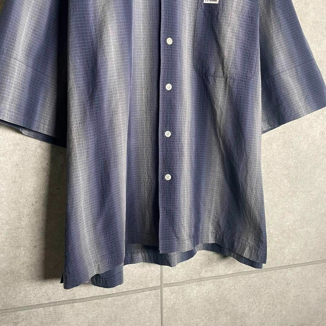 VINTAGE(ヴィンテージ)の[古着]ビンテージ　半袖　シャツ　オンブレストライプ　シャドー　濃淡　紫　グレー メンズのトップス(シャツ)の商品写真
