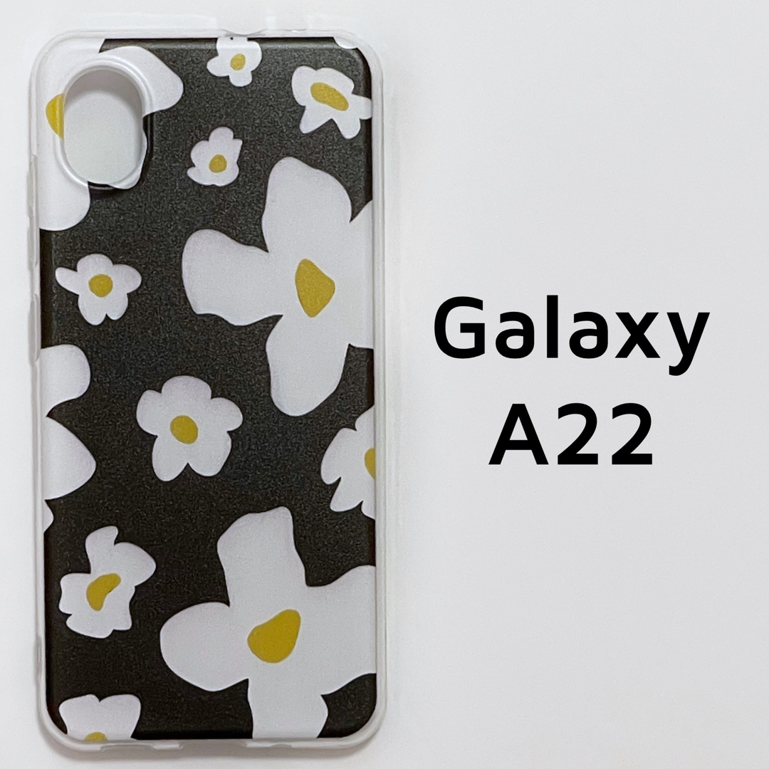 Galaxy A22 5G クリア 黒白 花 ソフトケース カバー スマホ/家電/カメラのスマホアクセサリー(Androidケース)の商品写真