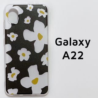 Galaxy A22 5G クリア 黒白 花 ソフトケース カバー(Androidケース)