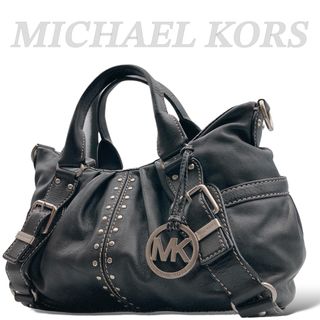 マイケルコース(Michael Kors)の【美品】MICHAEL KOR マイケルコース　本革　ハンドバッグ　　ブラック(ハンドバッグ)