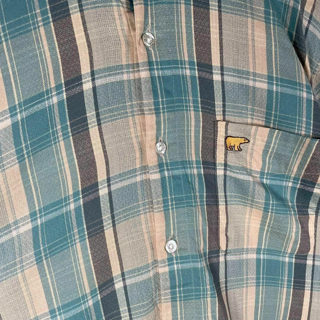VINTAGE(ヴィンテージ)の[古着]ビンテージ　半袖　シャツ　ワンポイント刺繍　チェック　青　ページ　レトロ メンズのトップス(シャツ)の商品写真