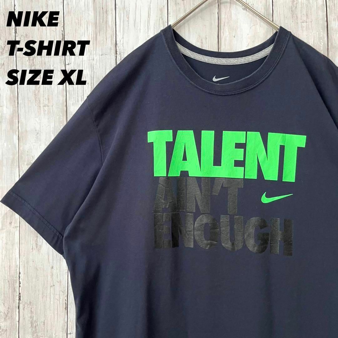 NIKE(ナイキ)のアメリカ古着　NIKEナイキ　DRI-FIT プリントTシャツ　サイズXL 濃紺 メンズのトップス(Tシャツ/カットソー(半袖/袖なし))の商品写真