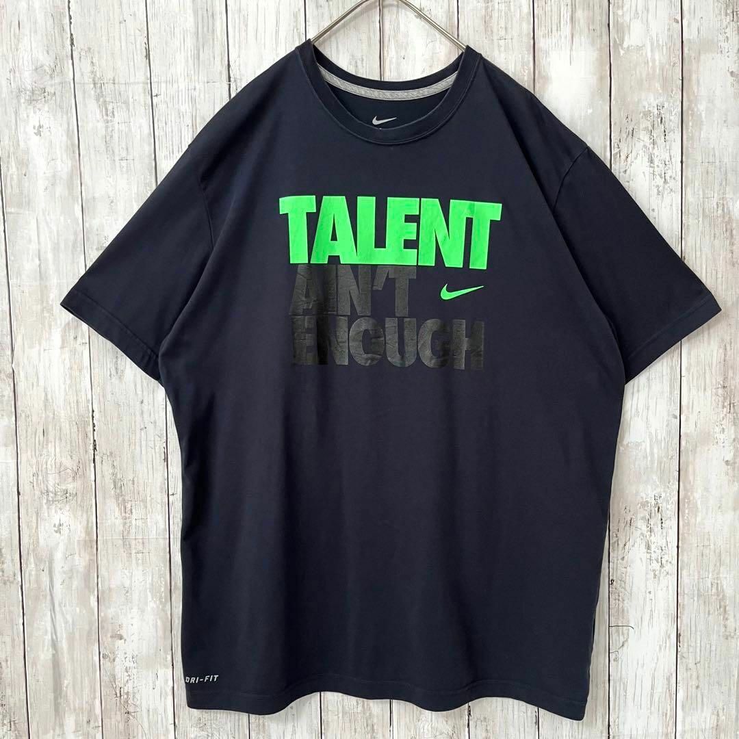 NIKE(ナイキ)のアメリカ古着　NIKEナイキ　DRI-FIT プリントTシャツ　サイズXL 濃紺 メンズのトップス(Tシャツ/カットソー(半袖/袖なし))の商品写真