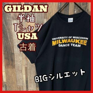 ギルタン(GILDAN)のギルダン プリント ゆるダボ メンズ 黒 XL 古着 90s 半袖 Tシャツ(Tシャツ/カットソー(半袖/袖なし))