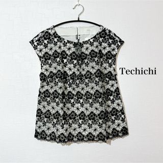 Techichi - 新品タグ付き♪ Techichi 花柄 刺繍 レース モノクロ ノースリーブ