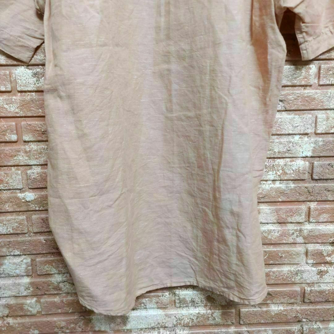 UNIQLO(ユニクロ)のUNIQLO ユニクロ 麻混じり 半袖シャツ オレンジ Mサイズ メンズのトップス(シャツ)の商品写真