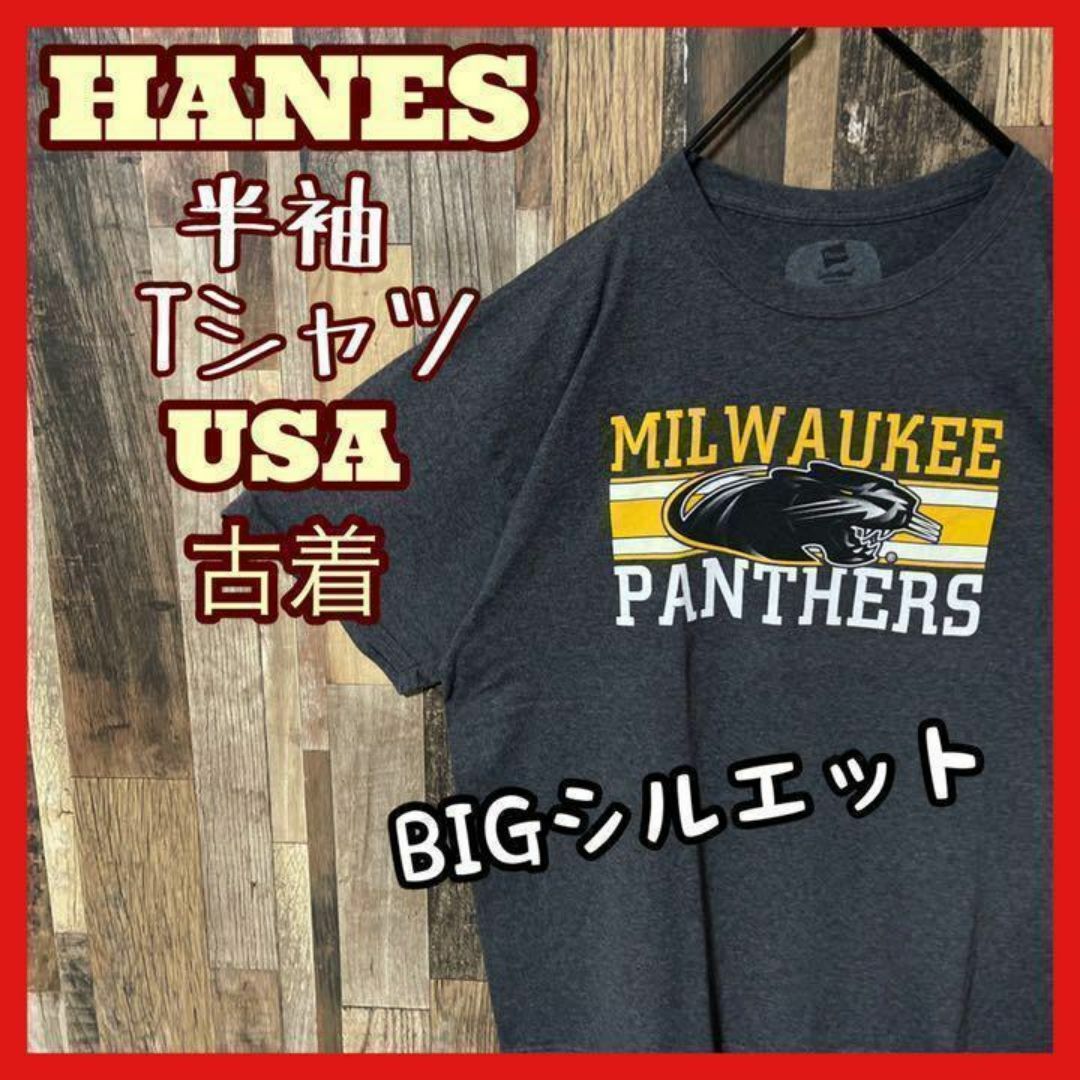 Hanes(ヘインズ)のヘインズ プロチーム チームロゴ メンズ XL グレー 古着 半袖 Tシャツ メンズのトップス(Tシャツ/カットソー(半袖/袖なし))の商品写真