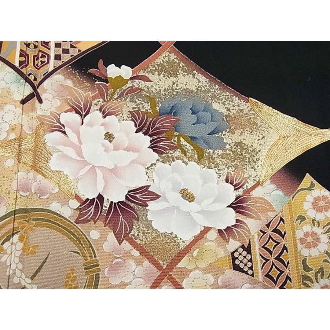 平和屋1■豪華黒留袖　駒刺繍　菱草花文　金彩　逸品　CAAC8295nb レディースの水着/浴衣(着物)の商品写真