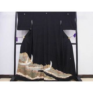 平和屋1■豪華黒留袖　作家物　駒刺繍　雲取り飛鶴文　金彩　逸品　CAAB1662ev(着物)