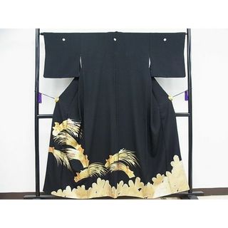 平和屋1■豪華黒留袖　駒刺繍　稲束ね文　金彩　逸品　CAAC8291nb(着物)