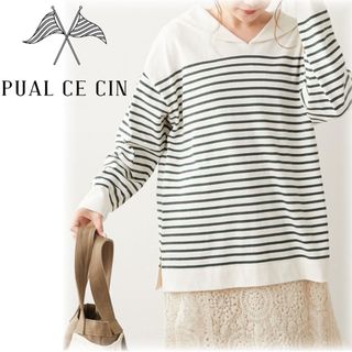 pual ce cin - PUAL CE CIN ピュアルセシン パネルボーダーセーラーカラー カットソー