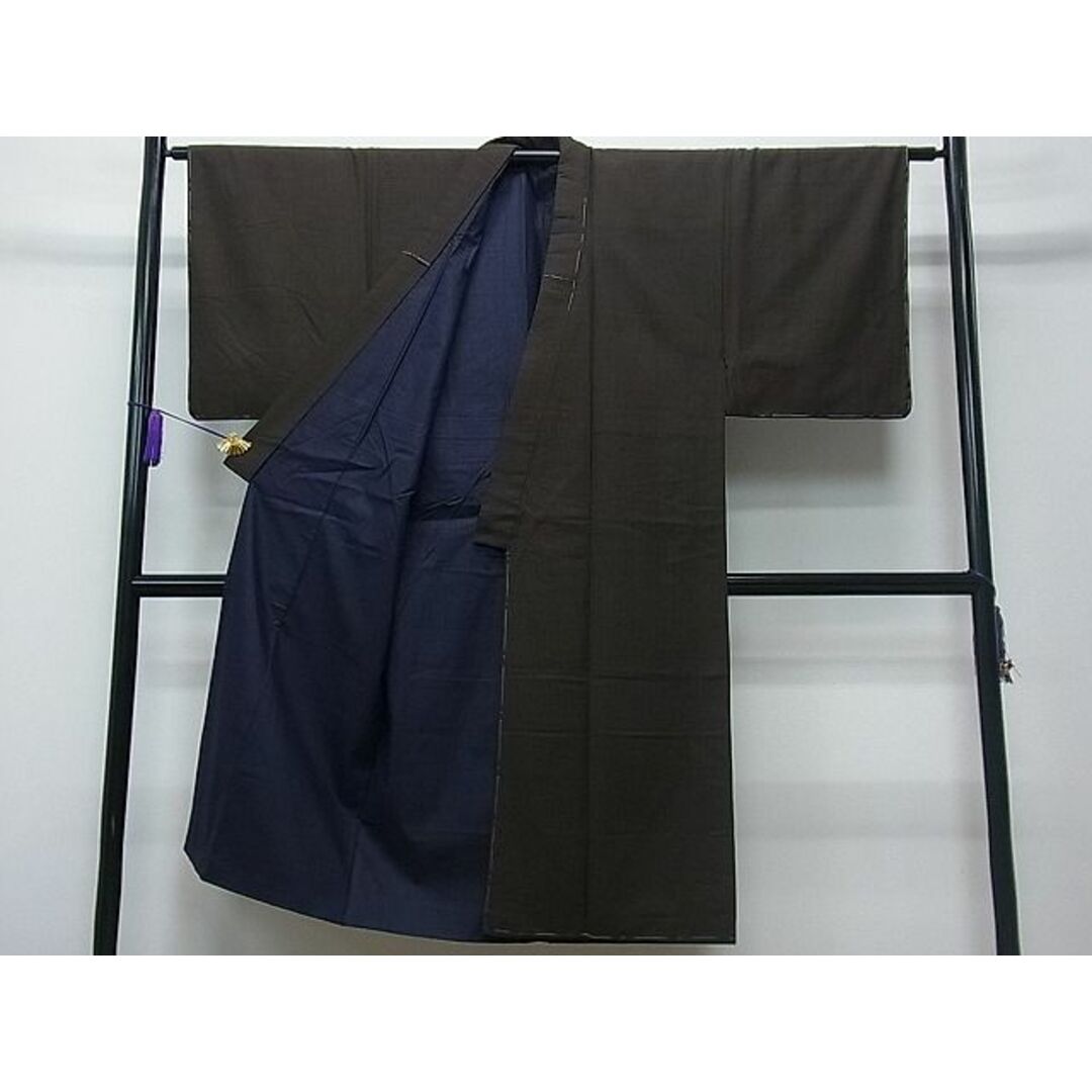 平和屋1■男性　お召　紬羽織セット　格子柄　逸品　未使用　CAAC5995ut メンズの水着/浴衣(着物)の商品写真