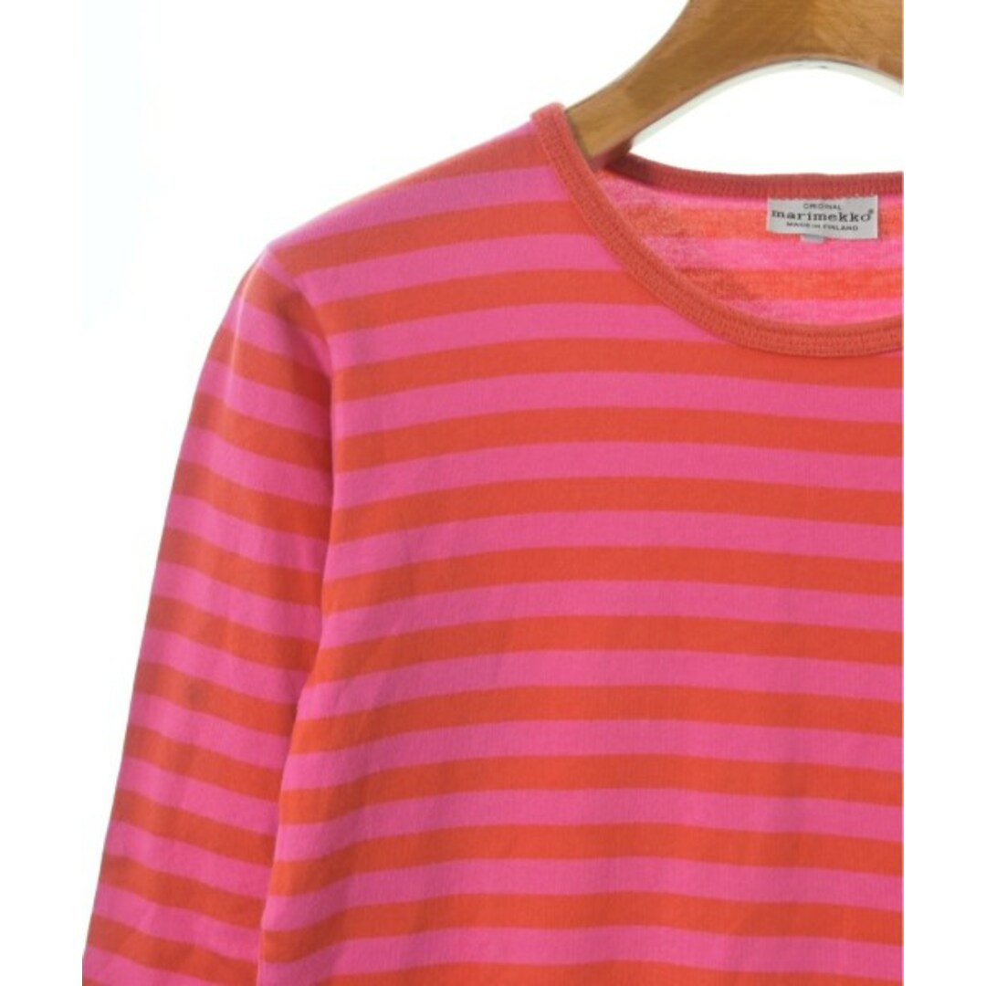 marimekko(マリメッコ)のmarimekko Tシャツ・カットソー -(S位) 赤xピンク(ボーダー) 【古着】【中古】 レディースのトップス(カットソー(半袖/袖なし))の商品写真