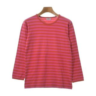 マリメッコ(marimekko)のmarimekko Tシャツ・カットソー -(S位) 赤xピンク(ボーダー) 【古着】【中古】(カットソー(半袖/袖なし))