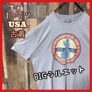 プリント グレー メンズ 2XL ゆるダボ USA古着 90s 半袖 Tシャツ(Tシャツ/カットソー(半袖/袖なし))