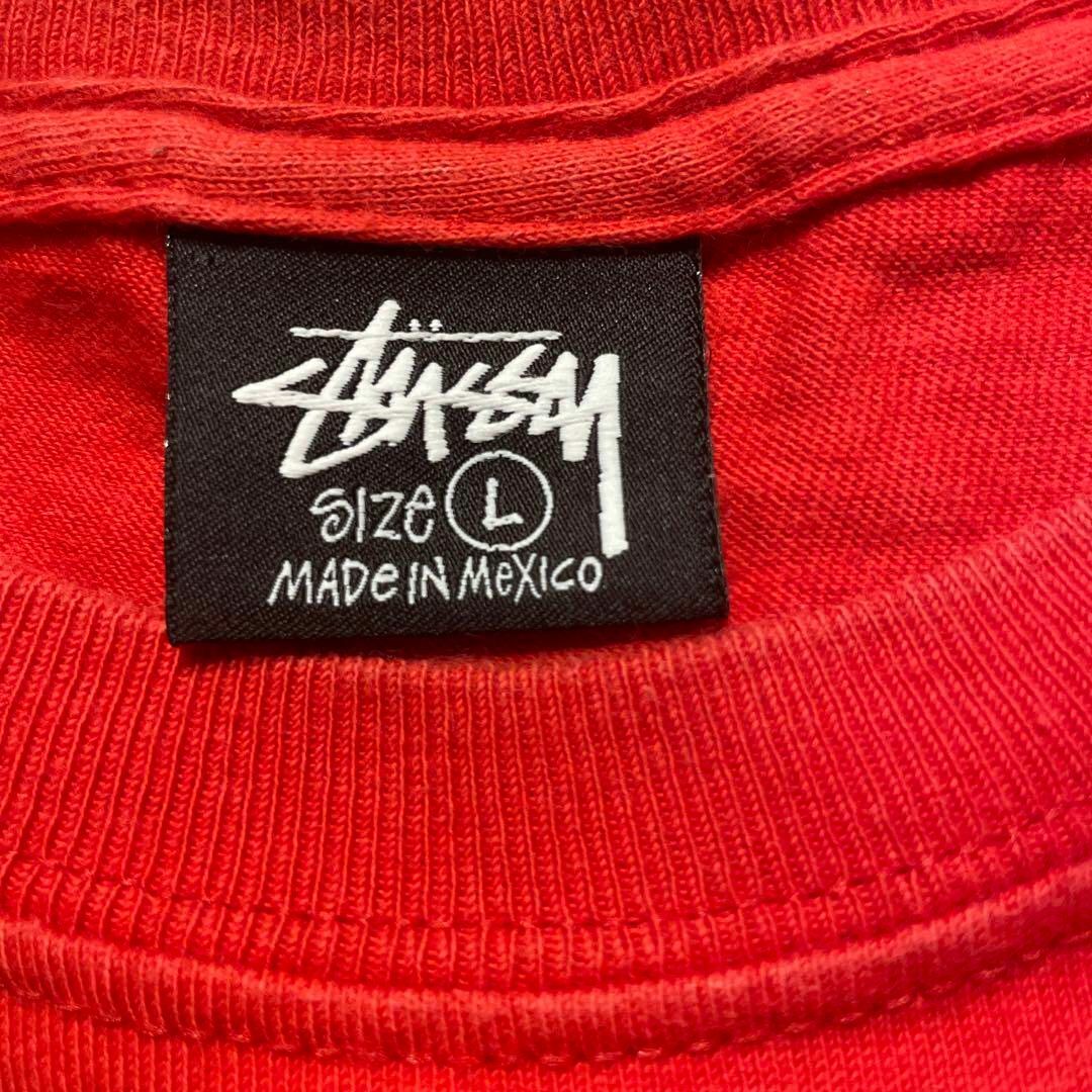 STUSSY(ステューシー)の【オーバーサイズ、メキシコ製】stussyプリントTシャツ古着ストリート赤L メンズのトップス(Tシャツ/カットソー(半袖/袖なし))の商品写真