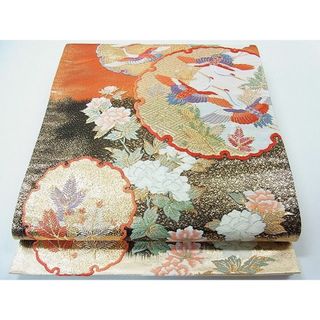 平和屋1◎六通柄袋帯　唐織　雪輪飛鶴花文　金糸　逸品　CAAC4624in(帯)