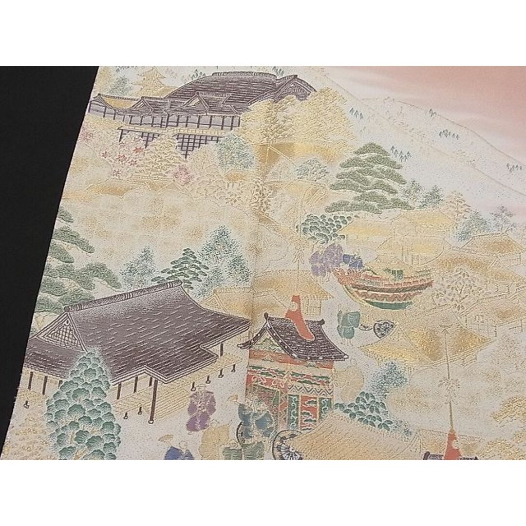 平和屋1■色留訪問着　寿光織　京洛絵巻　金糸　逸品　CAAC2919ua レディースの水着/浴衣(着物)の商品写真